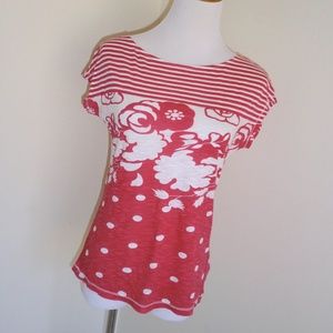 OLD NAVY Fun Red and White Tee Top XS